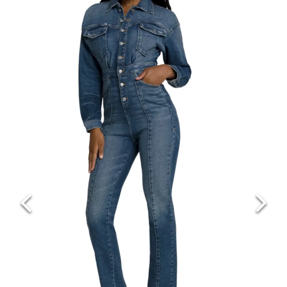 Good American Committed To Fit
Denim Romper Hi-Rise Long Sleeve Jumpsuit size 2